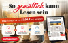 Text: So gemütlich kann Lesen sein. Komfort für nur 37,99 € mtl. genießen. 7 Tage digital + Wochenendausgabe gedruckt + Tablet gratis.