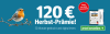 Ein Rotkehlchen auf einem Ast neben einem Abo-Angebot mit 120 Euro Herbst-Prämie für 12 Monate gedruckt und digital lesen.