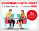 24 Monate Digital-Paket. E-Paper (Mo.-So.), inklusive M+. Nur 33,99 €/Monat. Zwei Personen an einem Tisch mit Tablets. 2x Lenovo Tab GRATIS. Jetzt bestellen!