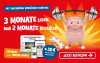Werbebanner: Digitales Abo für 3 Monate nutzen, nur 2 Monate zahlen, plus 30 Euro Bonus für die ersten 30 Neukunden. Motiv: Fitness-Schwein stemmt Gewichte.