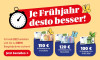 Text: Je Frühjahr desto besser! Schnell bestellen und bis zu 150 € Bargeldprämie sichern, 150 € bei Bestellung bis zum 31.03.2026